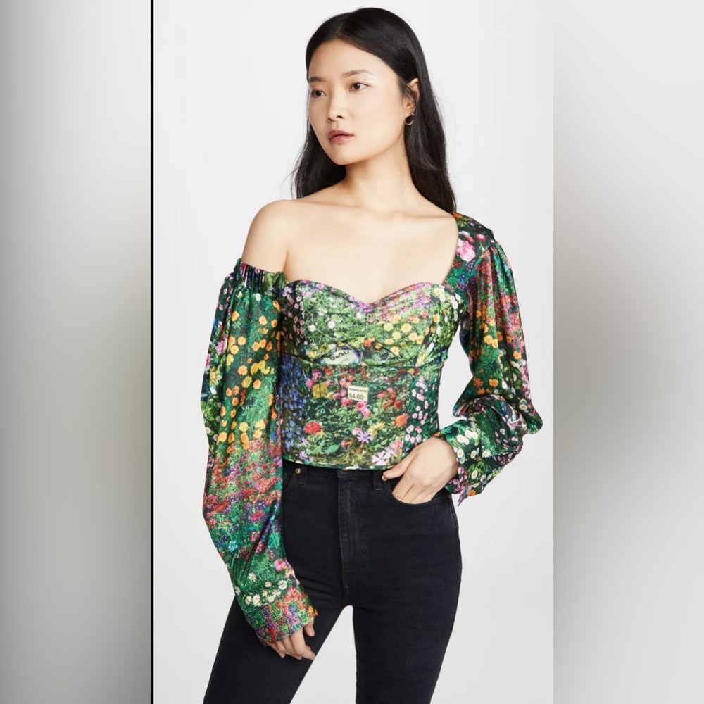 Natasha Zinko Multicolor Floral Off-Shoulder Asymmetrical Blouse
